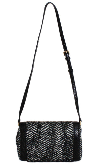 Black GLAM Tweed Snakeskin Shoulder Bag