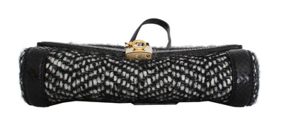 Black GLAM Tweed Snakeskin Shoulder Bag