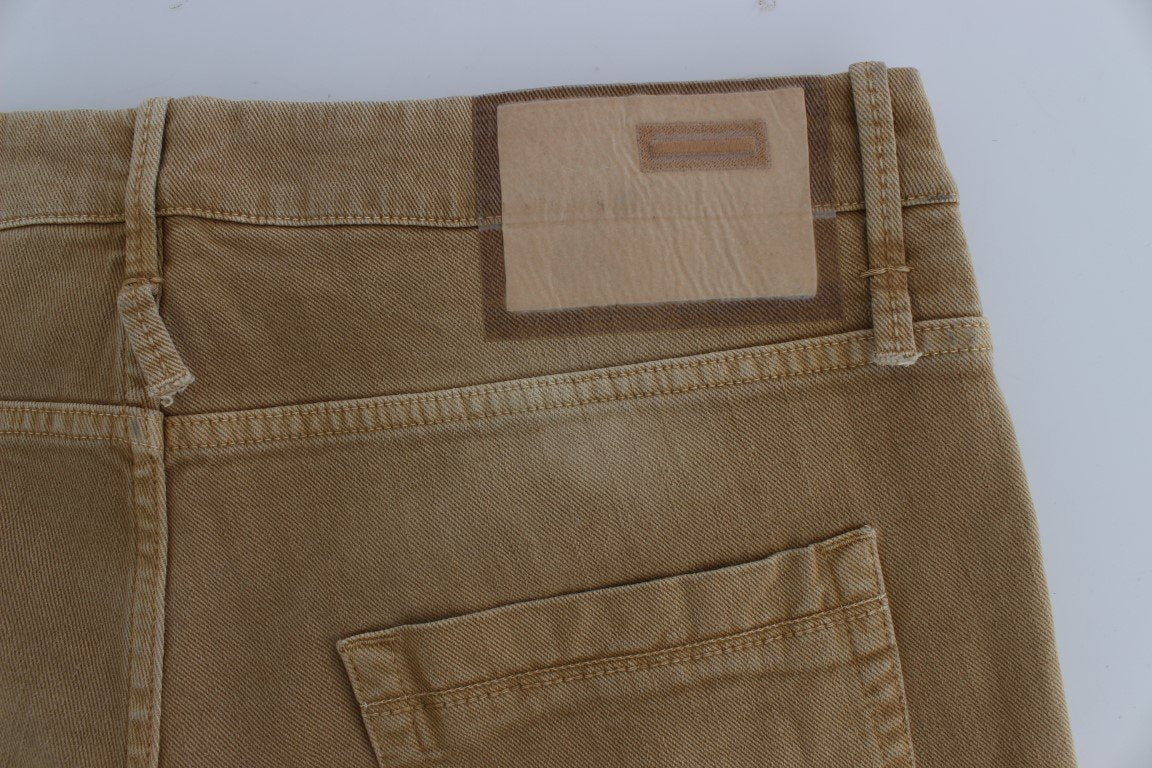 Beige Wash Cotton Stretch Regular Fit Jeans