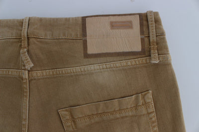 Beige Wash Cotton Stretch Regular Fit Jeans