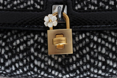 Black GLAM Tweed Snakeskin Shoulder Bag