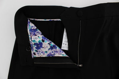 Black Wool Stretch High Waist 3/4 Pants