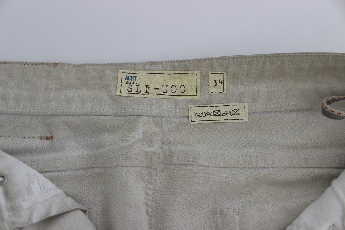Beige Wash Cotton Slim Skinny Fit Jeans