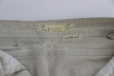 Beige Wash Cotton Slim Skinny Fit Jeans