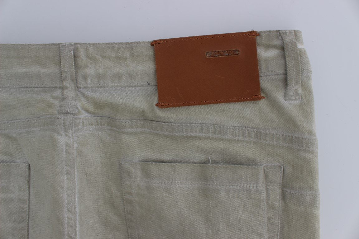 Beige Wash Cotton Slim Skinny Fit Jeans