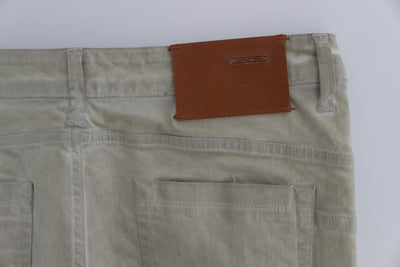 Beige Wash Cotton Slim Skinny Fit Jeans
