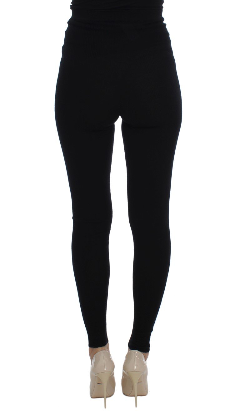 Black Cashmere Stretch Waist Tights Pants