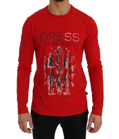 Red Motive Print Cotton Stretch T-Shirt
