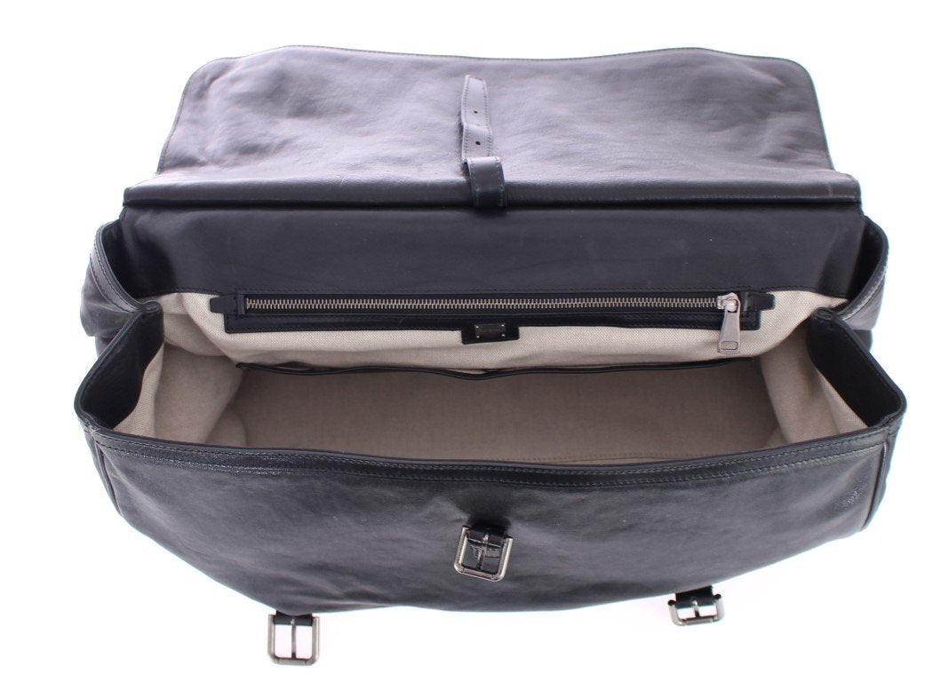 Black leather travel shoulder bag