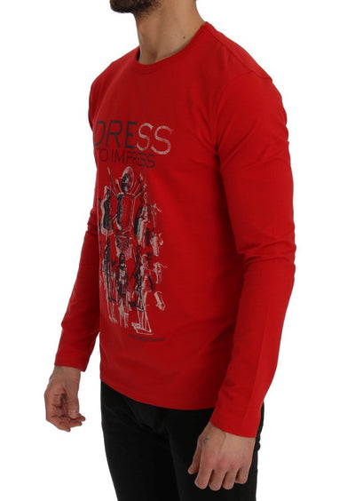 Red Motive Print Cotton Stretch T-Shirt