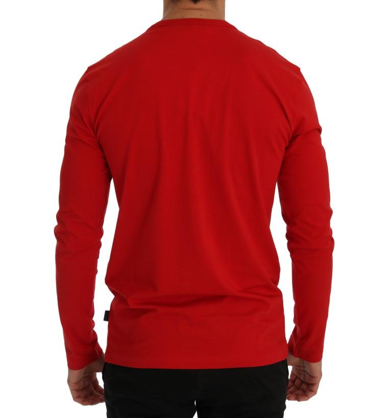 Red Motive Print Cotton Stretch T-Shirt