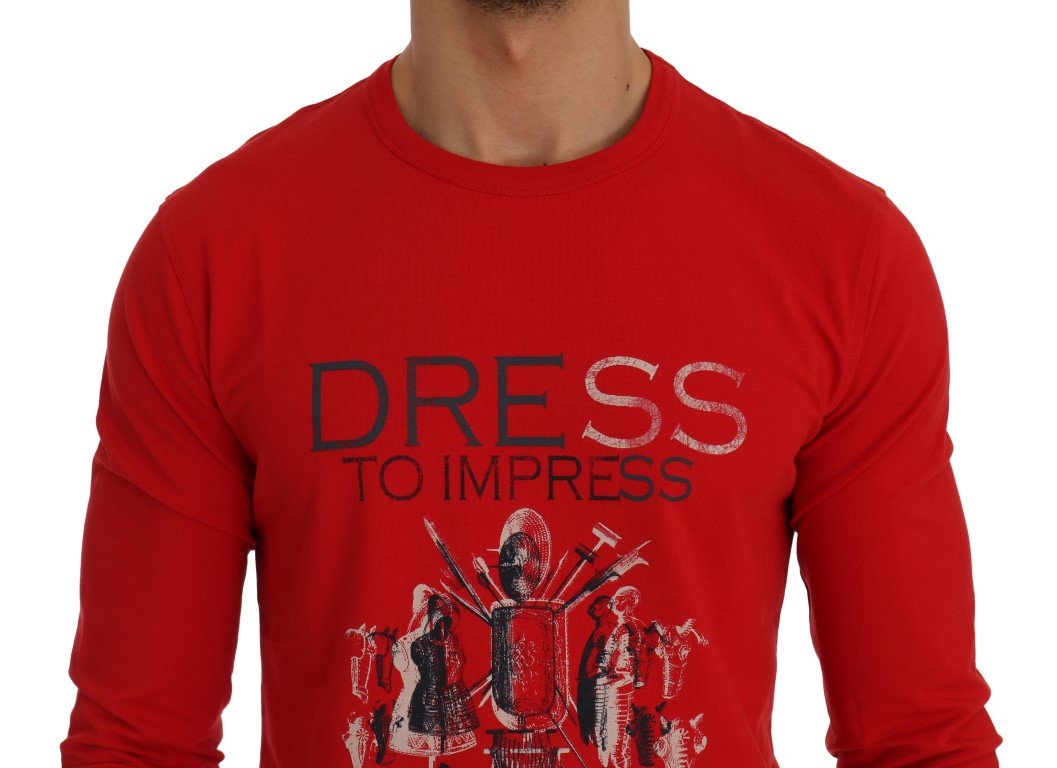 Red Motive Print Cotton Stretch T-Shirt