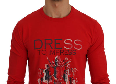 Red Motive Print Cotton Stretch T-Shirt