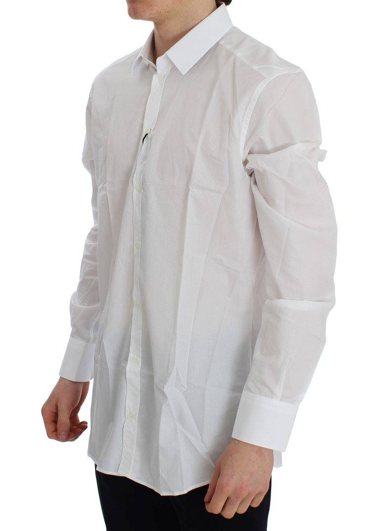 White Striped Slim Fit Cotton Shirt