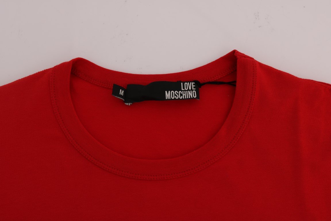 Red Motive Print Cotton Stretch T-Shirt