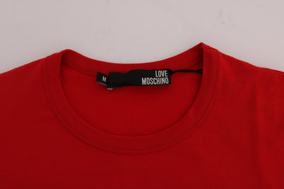 Red Motive Print Cotton Stretch T-Shirt