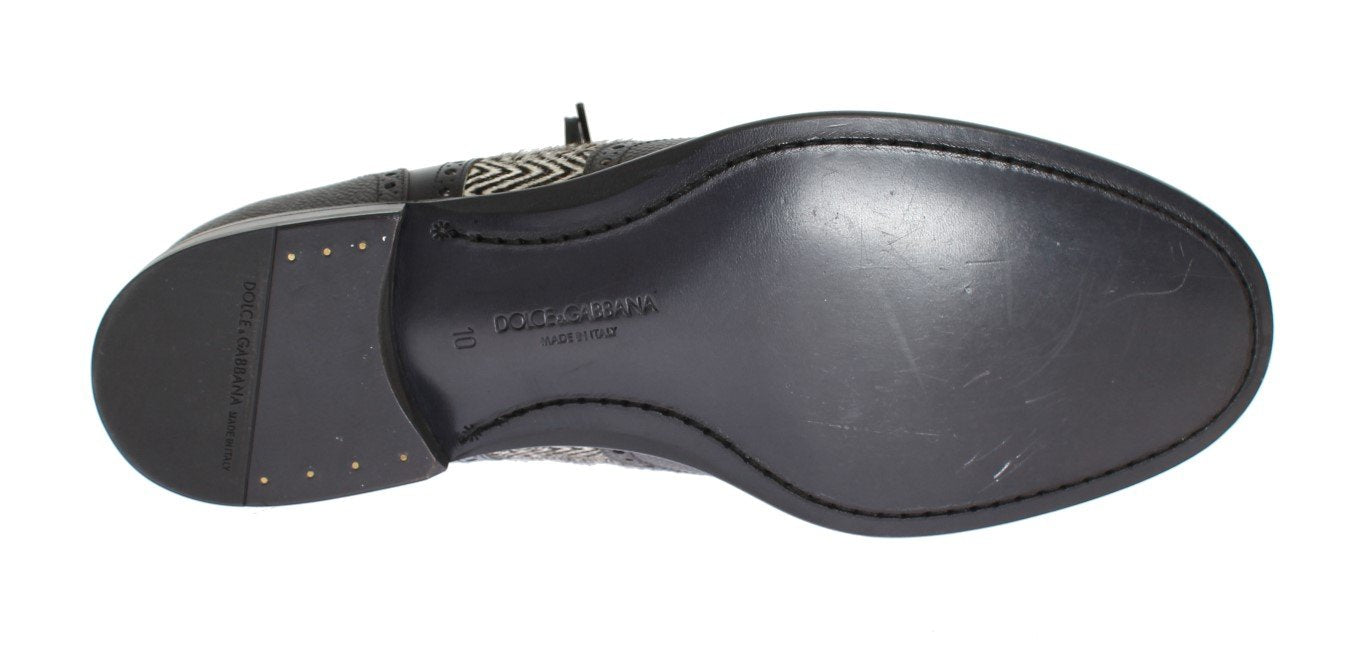 Gray Blue Leather Pony Oxford Shoes