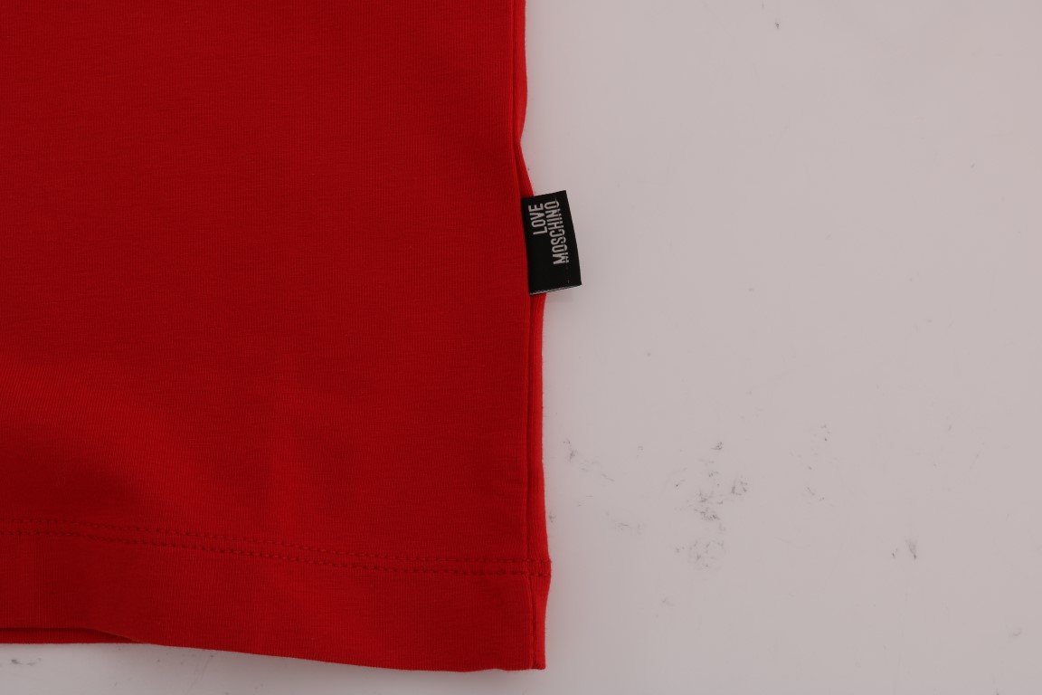 Red Motive Print Cotton Stretch T-Shirt