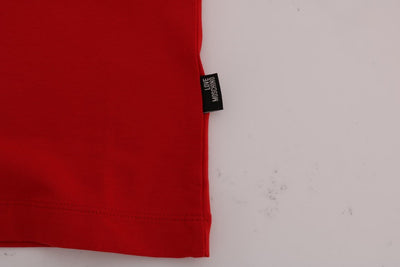 Red Motive Print Cotton Stretch T-Shirt