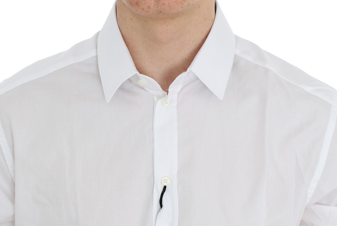 White Striped Slim Fit Cotton Shirt