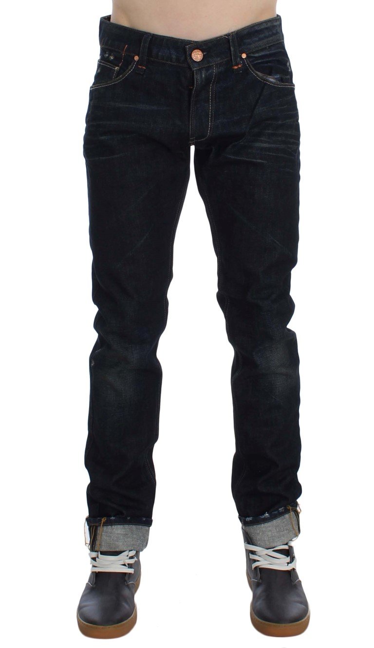 Dark Blue Wash Cotton Slim Skinny Fit Jeans
