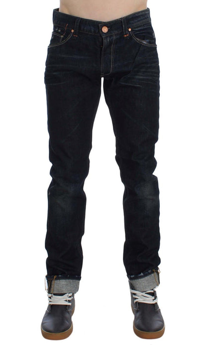 Dark Blue Wash Cotton Slim Skinny Fit Jeans