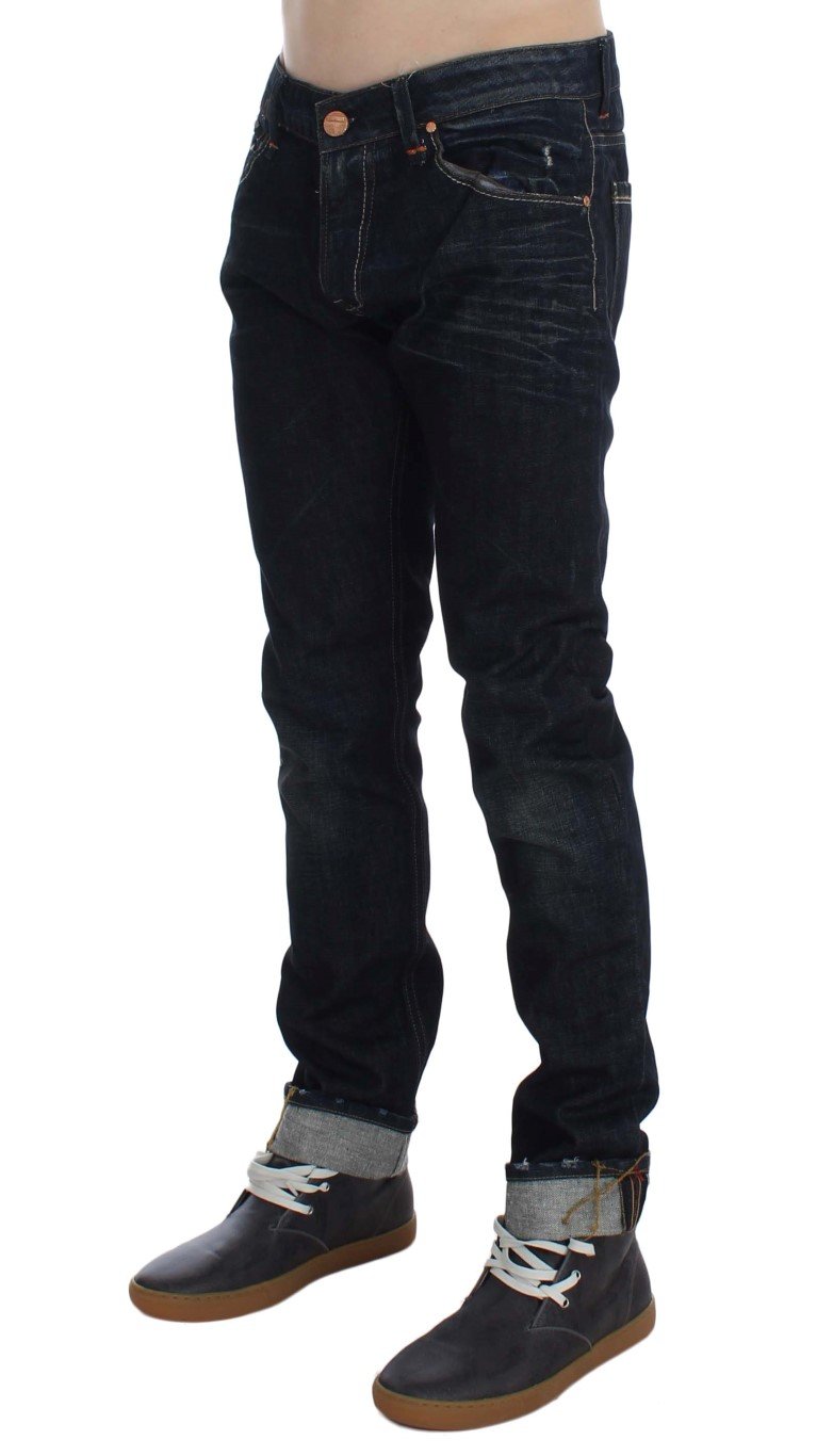 Dark Blue Wash Cotton Slim Skinny Fit Jeans