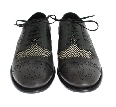 Gray Blue Leather Pony Oxford Shoes