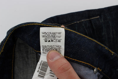 Dark Blue Wash Cotton Slim Skinny Fit Jeans
