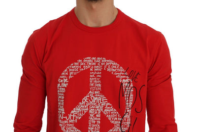 Red Motive Print Cotton T-Shirt
