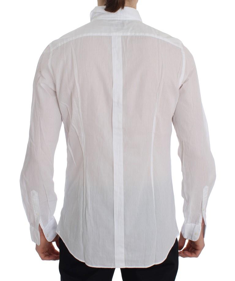 White Striped Slim Fit Cotton Shirt