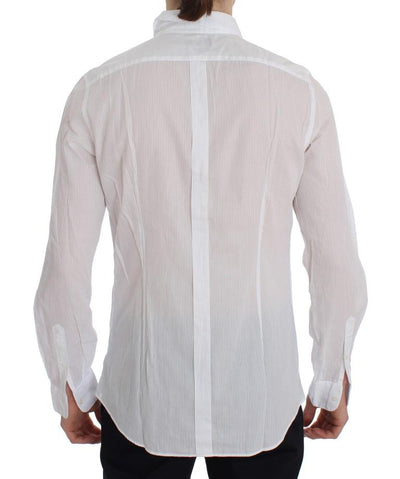 White Striped Slim Fit Cotton Shirt