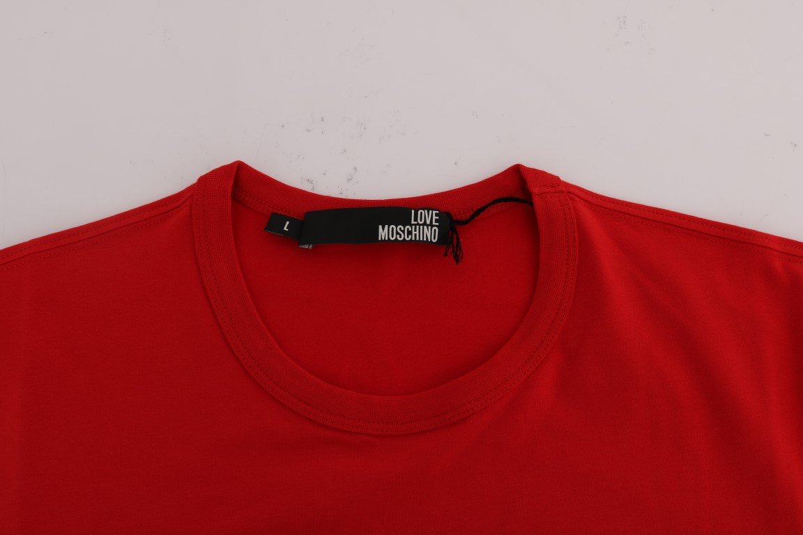 Red Motive Print Cotton T-Shirt