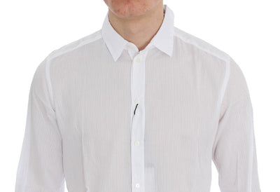 White Striped Slim Fit Cotton Shirt
