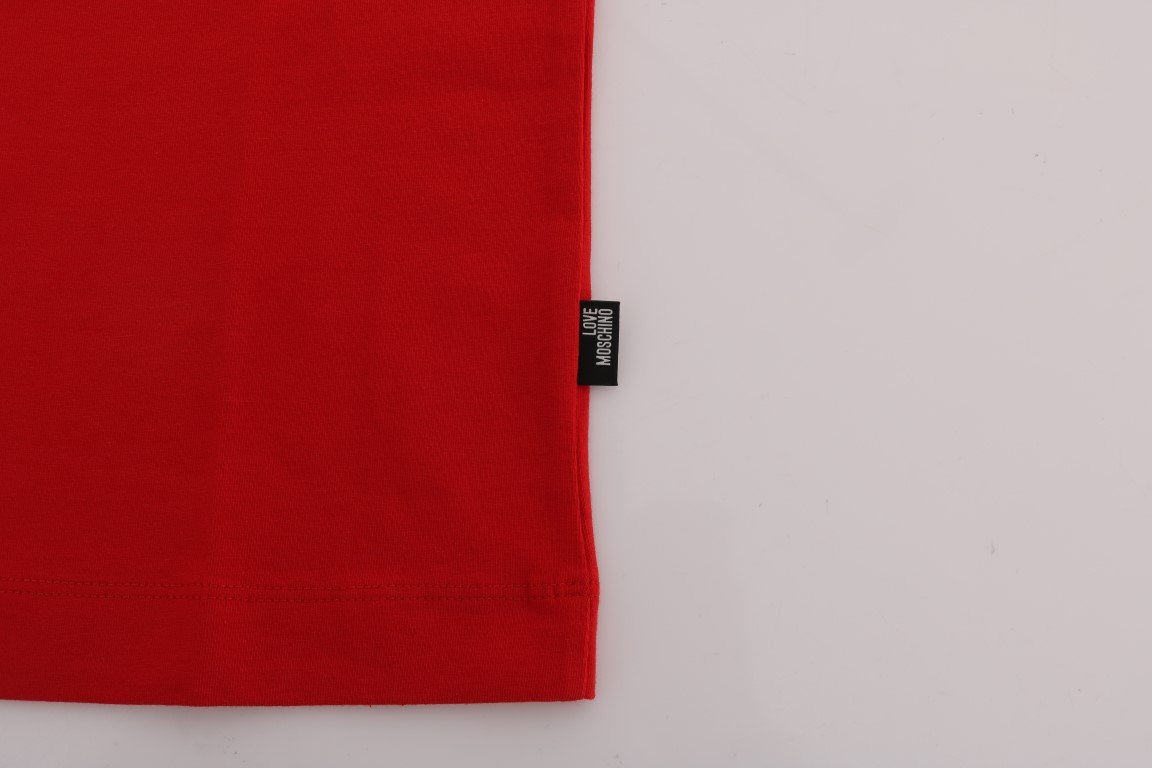 Red Motive Print Cotton T-Shirt