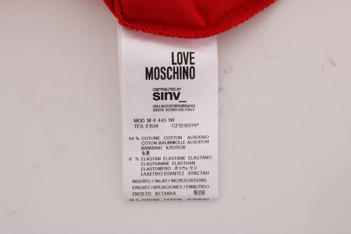 Red Motive Print Cotton T-Shirt