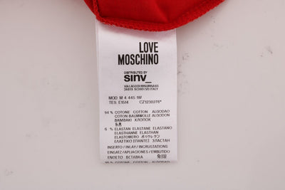 Red Motive Print Cotton T-Shirt