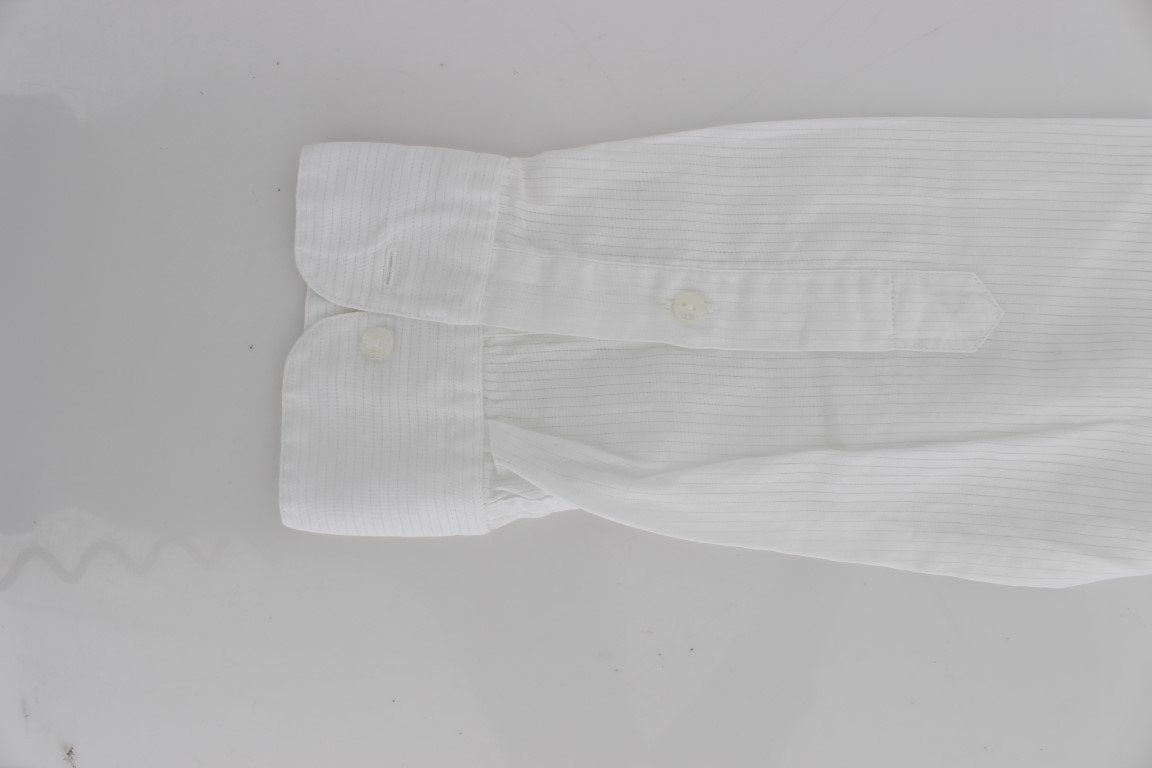 White Striped Slim Fit Cotton Shirt