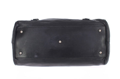 Black leather travel shoulder bag