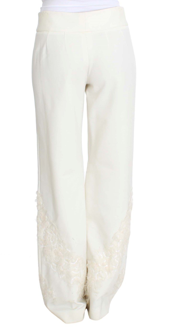 White Stretch Sequined Pants
