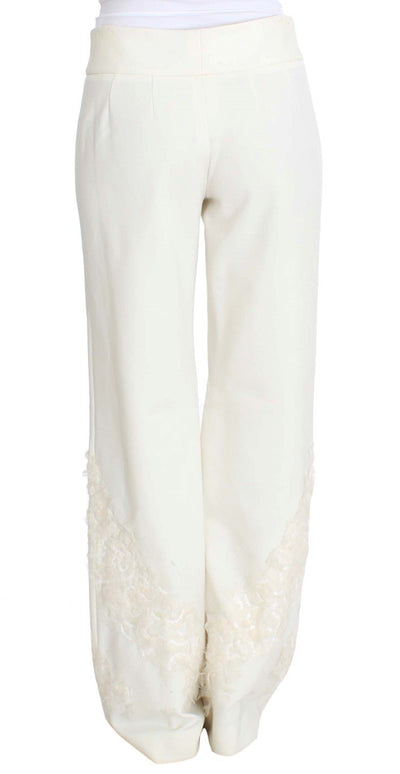 White Stretch Sequined Pants