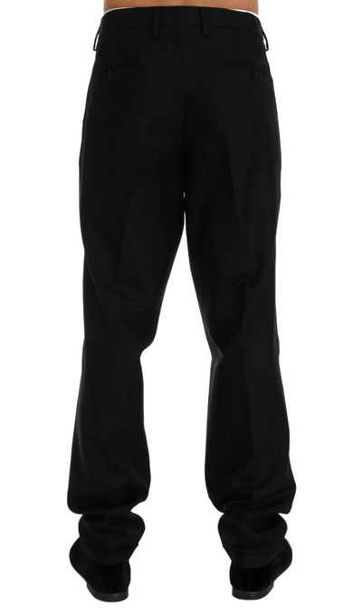Black Striped Wool Stretch Pants