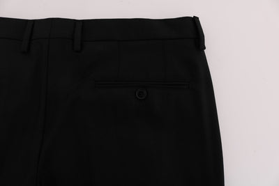 Black Striped Wool Stretch Pants