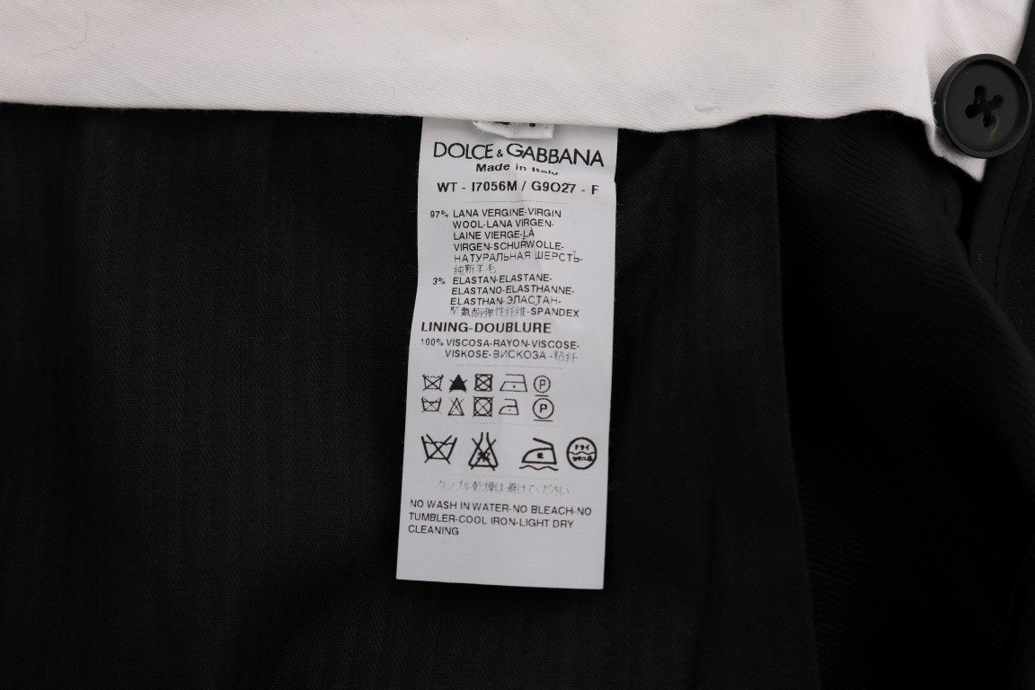 Black Striped Wool Stretch Pants