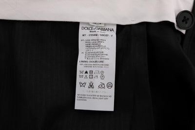 Black Striped Wool Stretch Pants