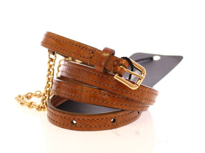 Brown Eel Leather Logo Belt