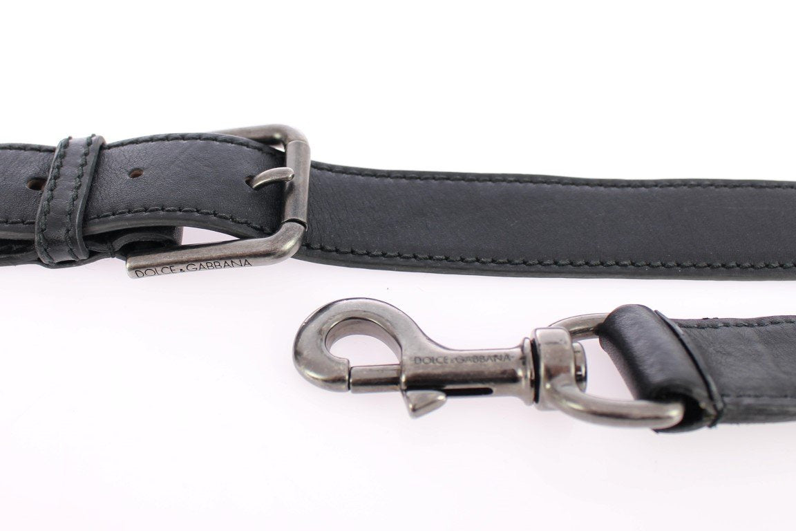 Black leather travel shoulder bag