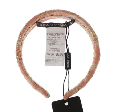Pink Gold Brocade Silk Headband
