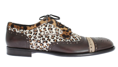 Brown Leather Pony Hair Oxford Shoes