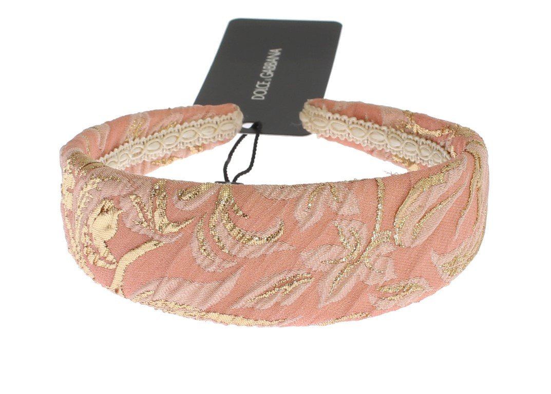 Pink Gold Brocade Silk Headband